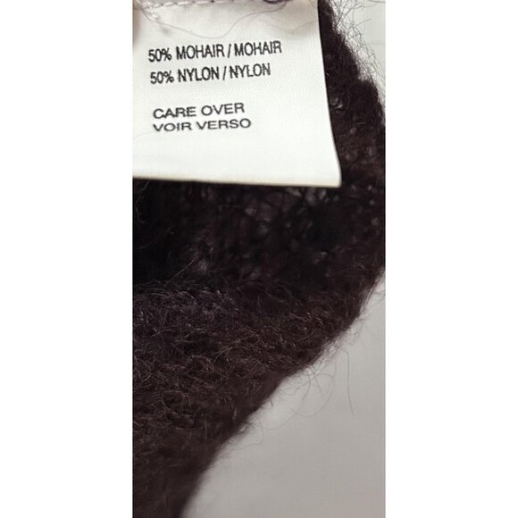 Sequin Mohair Blend Sweater Womens L Purple Fuzzy Sheer Layer Plum V Pullover - Picture 10 of 12